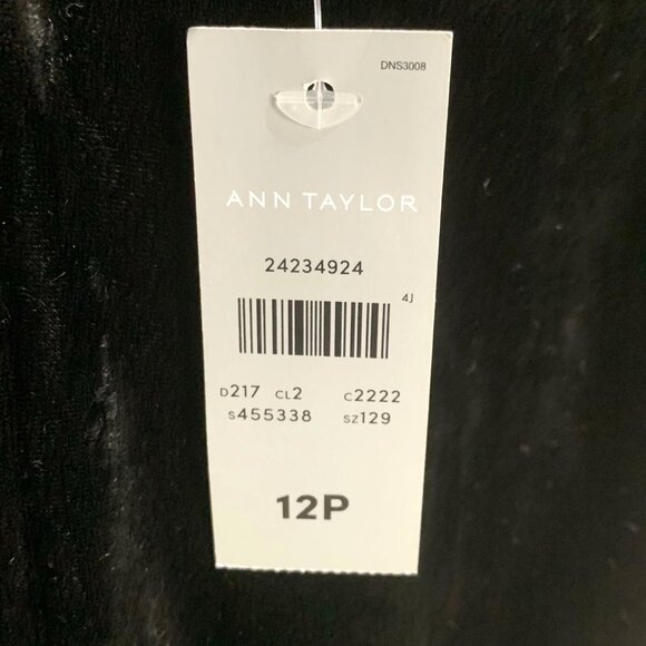 Ann Taylor Petite Velvet V-neck Flutter Short Sleeve A Line Dress Black Size 12P - Picture 9 of 12